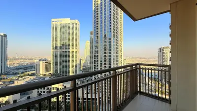 a balcony with a view of a city at Premium 2 Bedroom at Creek Horizon in Dubai