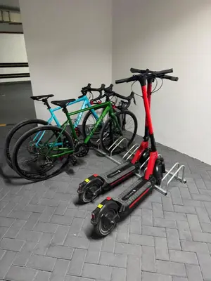 a group of bikes parked next to a wall at Dubai Marina No 9 in Dubai