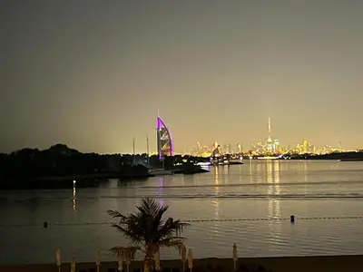 a view of a harbor with boats in the water at 1 BHK Palm Jumeirah Sea View Al Sultana Shoreline in Dubai