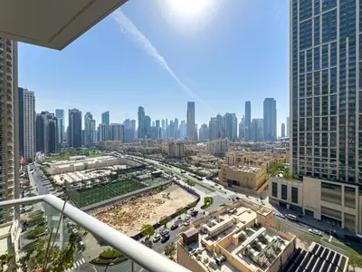 a view of a city with tall buildings at Vibrant 2BR in Burj Views - Near Dubai Mall & Burj in Dubai