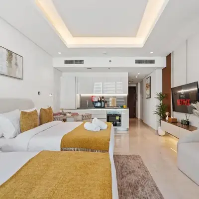Luxurious New Studio! 2 Double Beds! Sleek Design & High-End Amenities in Dubai Downtown