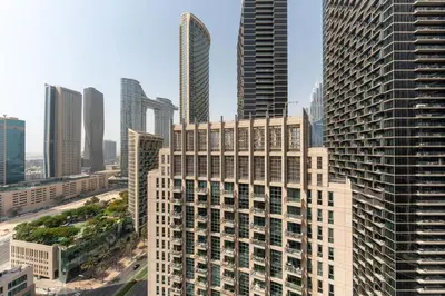 a view of a city skyline with tall buildings at Stand Point Residence by Hogar in Dubai