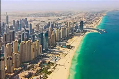 an aerial view of a city and the beach at Luxury Casa - Marina Diamond 2 in Dubai