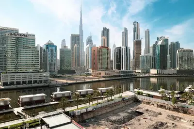a view of a city with a river and buildings at DVR 2BR in 15 Northside Business bay in Dubai