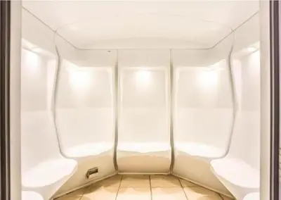 an empty room with white walls and a ceiling at Diamond Marina Inn, Heart of Marina in Dubai