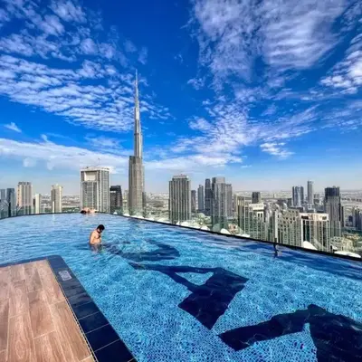 Sky-High Infinity Pool with Burj Khalifa Views