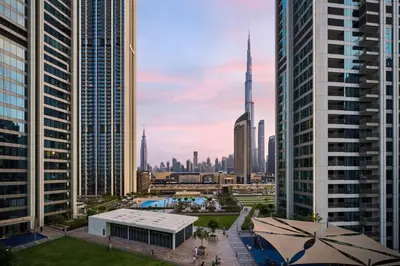 a view of a city skyline with tall buildings at Seraya Residence 14 - 4 BDR - Burj Views - Big Balcony in Dubai