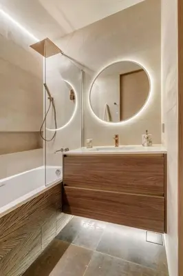a bathroom with a sink and a mirror at ADDRESS Residences by Happy Season in Dubai