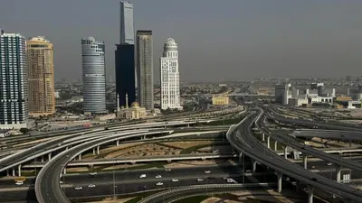a large city with many traffic roads and buildings at The Manchester JBR Marina Apartment Private Room with shared washroom in Dubai
