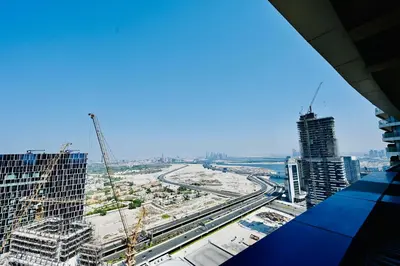 a view of a city from a building under construction at Damac Maison Mall Street,Burj Khalifa in Dubai