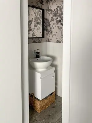 a bathroom with a white sink and a mirror at Fav 2-Bedroom by The Beach in JBR Bahar with stunning Marina View in Dubai
