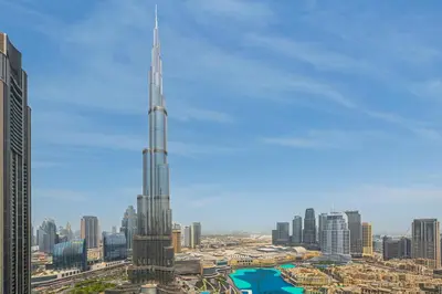 a view of the tallest building in the world at The Skyline Burj Retreat in Dubai