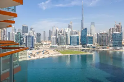 a view of a city with a body of water at Millennium Binghatti Studio I Business bay I Studio in Dubai