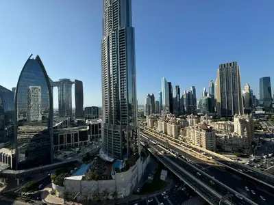 a view of a city with a tall building at SuperHost EMAAR Residences Fashion Avenue - Former Address Dubai Mall Studio's & 1 BR in Dubai