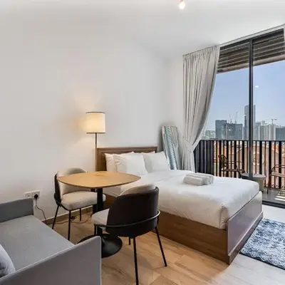 Bright Studio in JVC with Pool and Gym Access