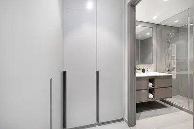 a bathroom with a shower and a sink at 2BR Walk to Burj Mall & Opera Pool View in Dubai
