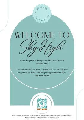 a flyer for a welcome to st helena website at Sky High luxury Stay in Dubai Marina ,with Marina View, High Floor, Modern Design, Pool Access by Stay Vista! Up to 6 Guests in Dubai