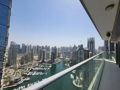 a view of the city from the observation deck of a skyscraper at Damac Heights - Blue Ocean Holiday Homes in Dubai
