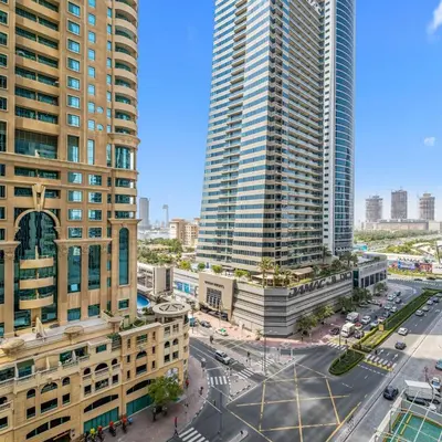 an aerial view of a city with tall buildings at 1BR in Sulafa Tower- Ideal for Short-Term Stay in Dubai
