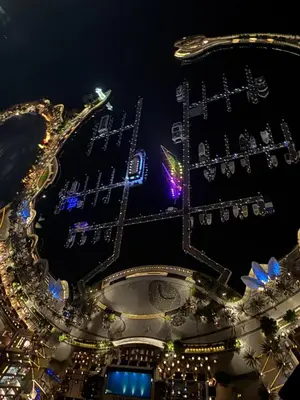 an aerial view of a cruise ship at night at 3403!Dubai SkyLine View! Royal Montania Homes in Dubai