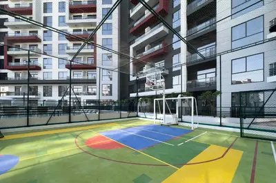an empty basketball court in an apartment building at Luxury Retreat in Arjan with Refined Living in Dubai