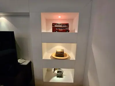 a room with a sink with a hat on it at Stunning 1Bedroom Apartment 5 min walking distance Metro and JBR Beach in Dubai