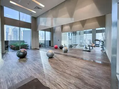 a room with many balls on the floor of a building at Vogue Marina 52-42 Towers near Ain Dubai and JBR Beach, Two Bedroom Apartment with Balcony Canal and Skyline views, Access to all Amenities in Dubai