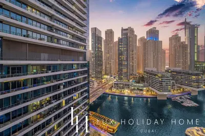 a view of a city skyline from a building at LUX The Silverene Marina View Studio 2 in Dubai
