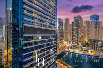 a view of a city skyline with a building at LUX The Silverene Marina View Studio 2 in Dubai
