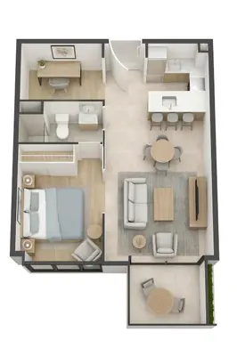 a drawing of a floor plan of a house at KeyRock Golf Gate - Relax and Unwind with Pool and Sauna in Dubai