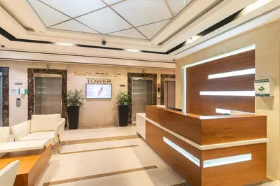 a lobby with a waiting room with a couch at Luxury 2BR in Dubai Marina Man 405 in Dubai