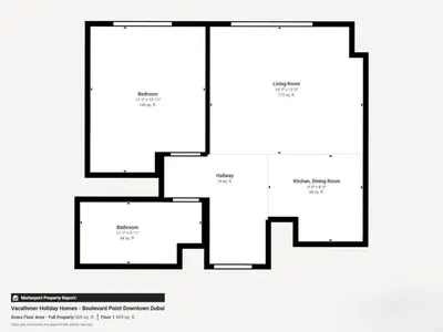 a block diagram of a house at Boulevard Point - One Bed with Burj Khalifa View in Dubai