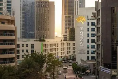 a view of a city with tall buildings at Luxury 2BR in Dubai Marina Man 912 in Dubai