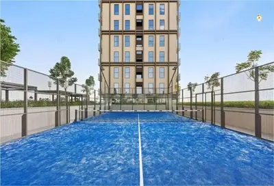 an empty basketball court in front of a building at New Luxury 1 Bed - Opposite Dubai Hills Mall in Dubai