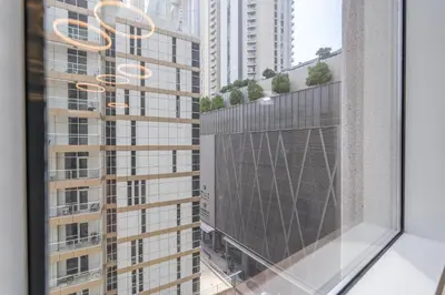 a view from the window of a building at Luxury Apartment l 2 min walk from Dubai Mall in Dubai