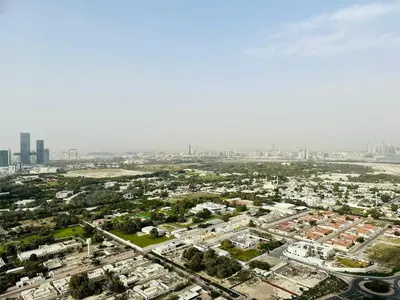 an aerial view of a city with a city skyline at Zabeel View I Fully Furnished I Prime Location in Dubai
