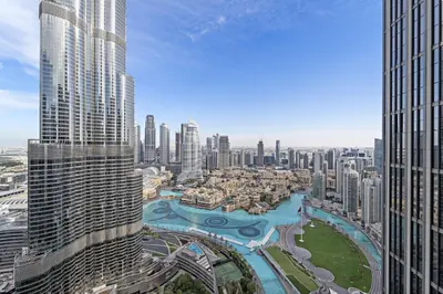 an aerial view of a city with tall buildings at VayK - Exceptional 2BR at Address Dubai Opera in Dubai