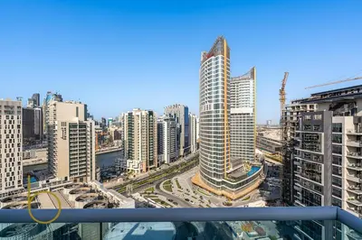 a view of a city with tall buildings at Bookable - Penthouse 5,000sqft by Downtown Dubai in Dubai