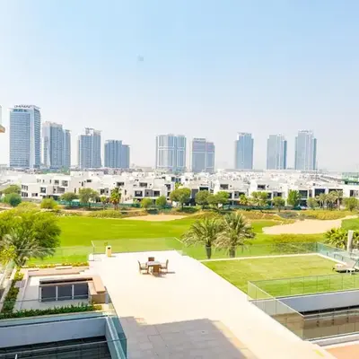 Chic 2BR in Damac Hills with Golf & Pool View