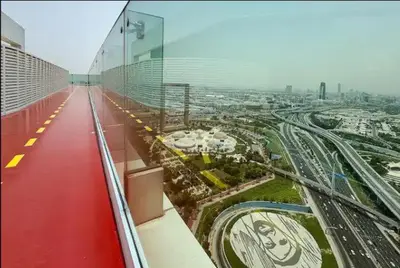 a view of a city from the top of a building at Vogue Al Wasl 1 Residences Near Zabeel Park and World Trade Centre, One Bedroom Apartment with Balcony and City View, Access to all Amenities, Walkable to Max Fashion Metro Station in Dubai
