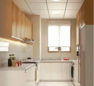 a kitchen with a sink and a window at Stylish 1-Bedroom Apartment in Dubai