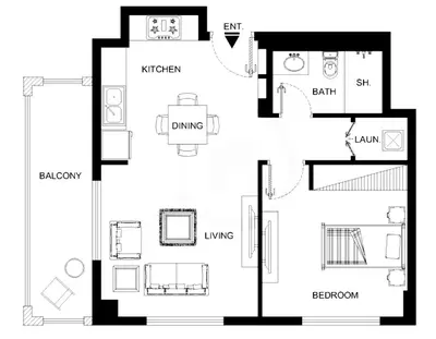 two views of a floor plan of a house at LUX The Dubai Creek Beach Suite 2 in Dubai