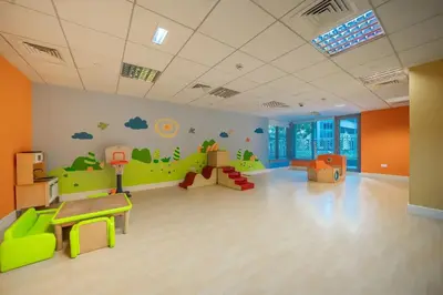 a room with a room with a playroom with a room with a play room at Guest Favorite - Calm and Classy 1BR on High Floor - Walk to Dubai Mall in Dubai