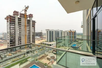 an aerial view of a building under construction at Cozy Apartments in Azizi Riviera Dubai in Dubai