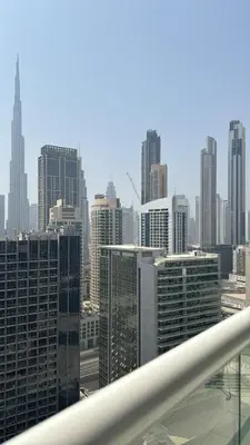 a view of a city skyline with tall buildings at Apartment Downtown Dubai in Dubai