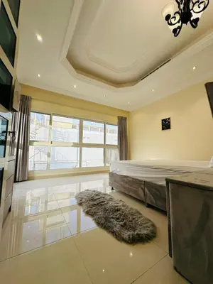 a bedroom with a bed and a large window at Dubai Al Barsha Villa Fully Furnished Luxury Private Master Room Ensuite Huge Space Deluxe in Dubai