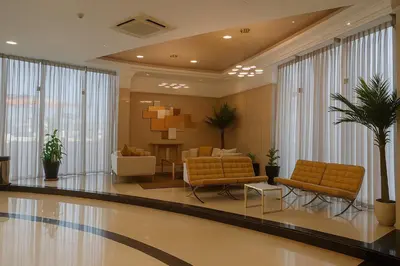 a lobby with couches and a waiting room at Modern Studio with Marina Skyline view in JLT - Prime Location near Metro in Dubai