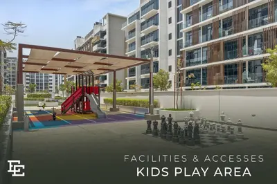 a kids play area with a playground in a building at Elite Escape - Boho Getaway in Azizi Riviera 16 in Dubai