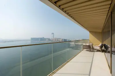 a view from the balcony of a building at KeyRock - Dreamy Stay with Palm View - Emaar Beach in Dubai