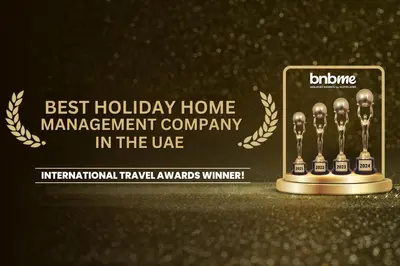 a sign that says best holiday home management company in the uae at bnbmehomes - Afnan 4 - Midtown in Dubai